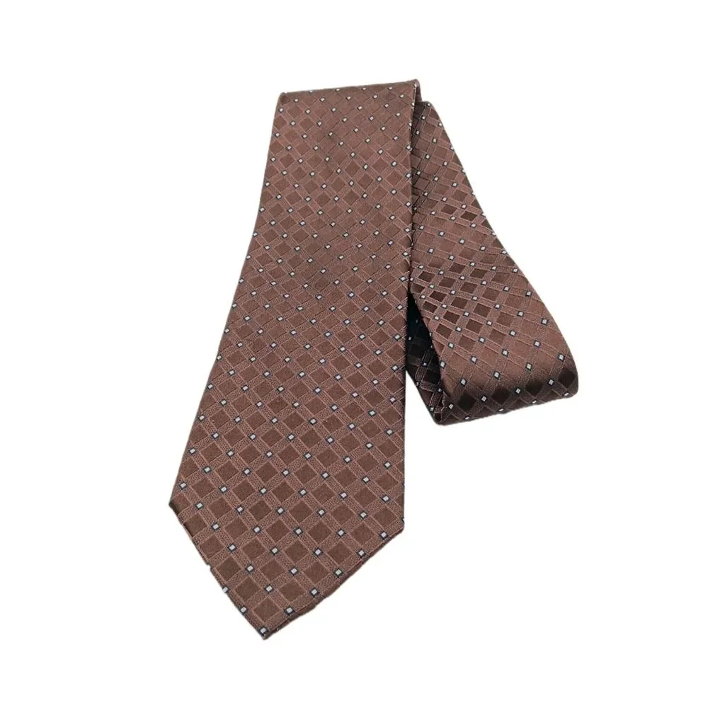 U.S. Polo Assn Silk Tie Mens 60” Brown Geometric Lattice Designer Classic New